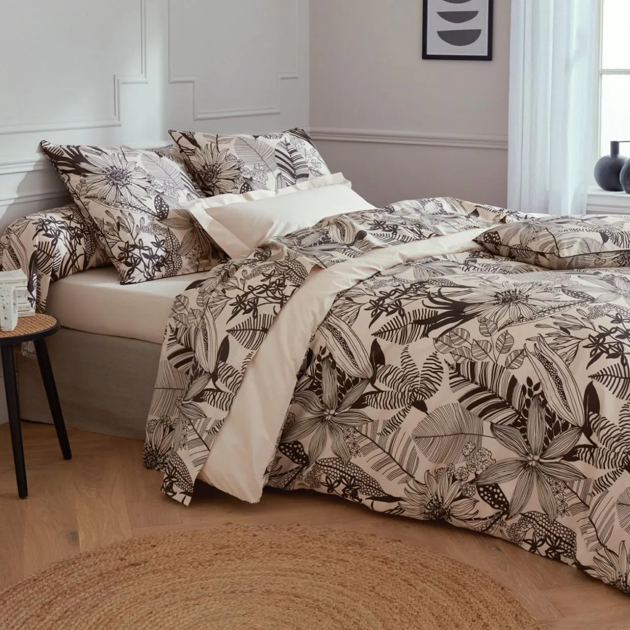 Taie d'oreiller carrée percale de coton (65 x 65 cm) Alba Noire