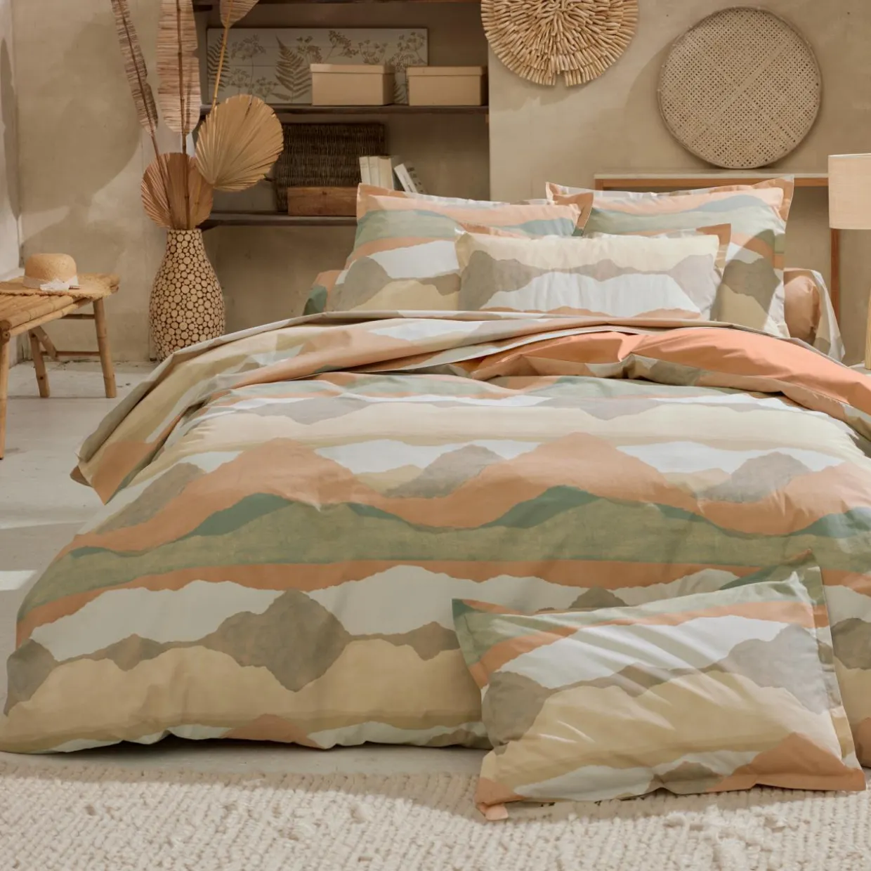 Taie d'oreiller carrée percale de coton (65 x 65 cm) Land Beige Craie