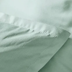Taie d'oreiller carrée percale de coton (80 x 80 cm) Cali Vert eucalyptus