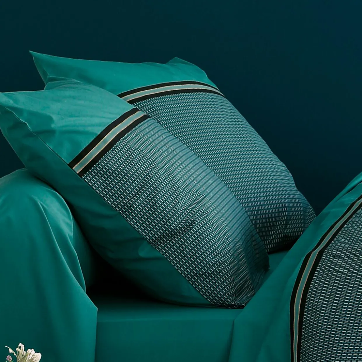 Taie d'oreiller carrée percale de coton (65 x 65 cm) Gustav Vert émeraude