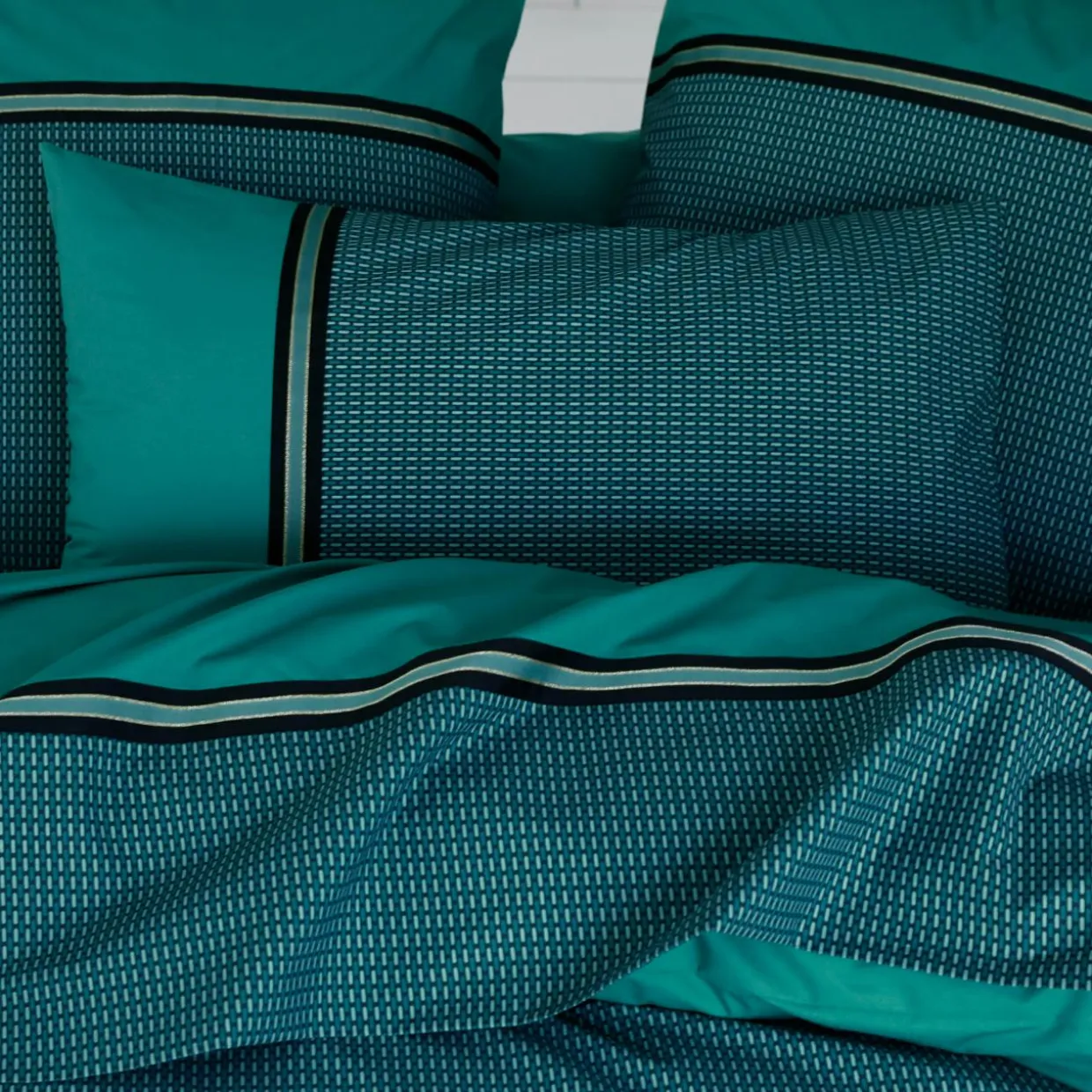 Taie d'oreiller carrée percale de coton (65 x 65 cm) Gustav Vert émeraude