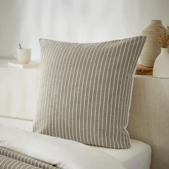 Taie d'oreiller carrée réversible coton texturé et percale (60 x 60 cm) Alice Ecru