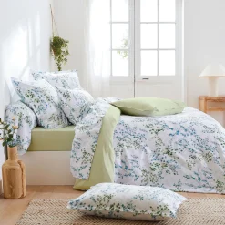 Taie d'oreiller carrée satin de coton (65 x 65 cm) Angèle Vert tilleul
