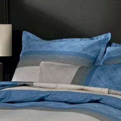 Taie d'oreiller carrée satin de coton (65 x 65 cm) Tiago Bleue