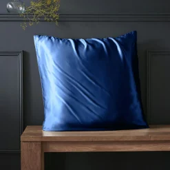 Taie d'oreiller carrée soie de mûrier (63 x 63 cm) Mizuki Bleu marine