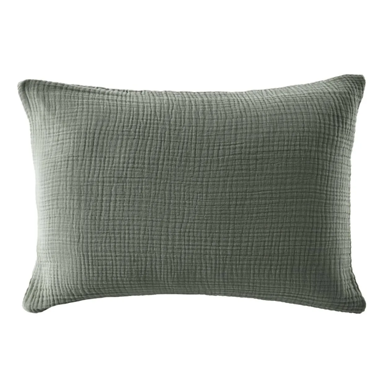 Taie d'oreiller quadruple gaze de coton ( 50 x 70 cm) Victoria x Gaïa Vert romarin