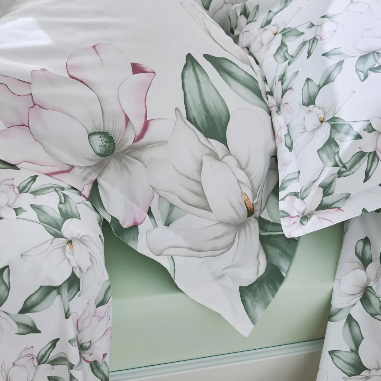 Taie d'oreiller rectangulaire percale de coton (50 x 70 cm) Magnolia Vert sauge