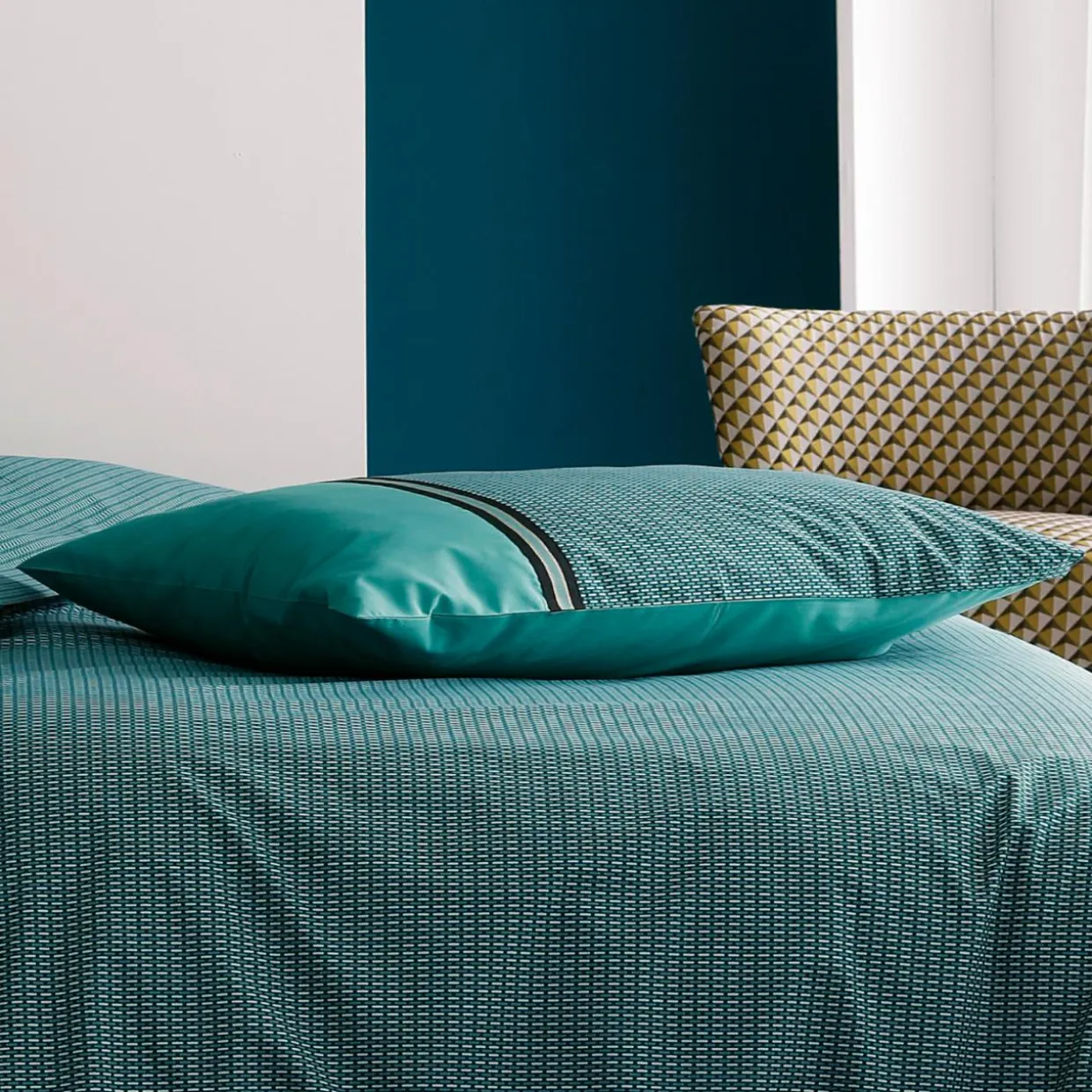 Taie d'oreiller rectangulaire percale de coton (50 x 70 cm) Gustav Vert émeraude