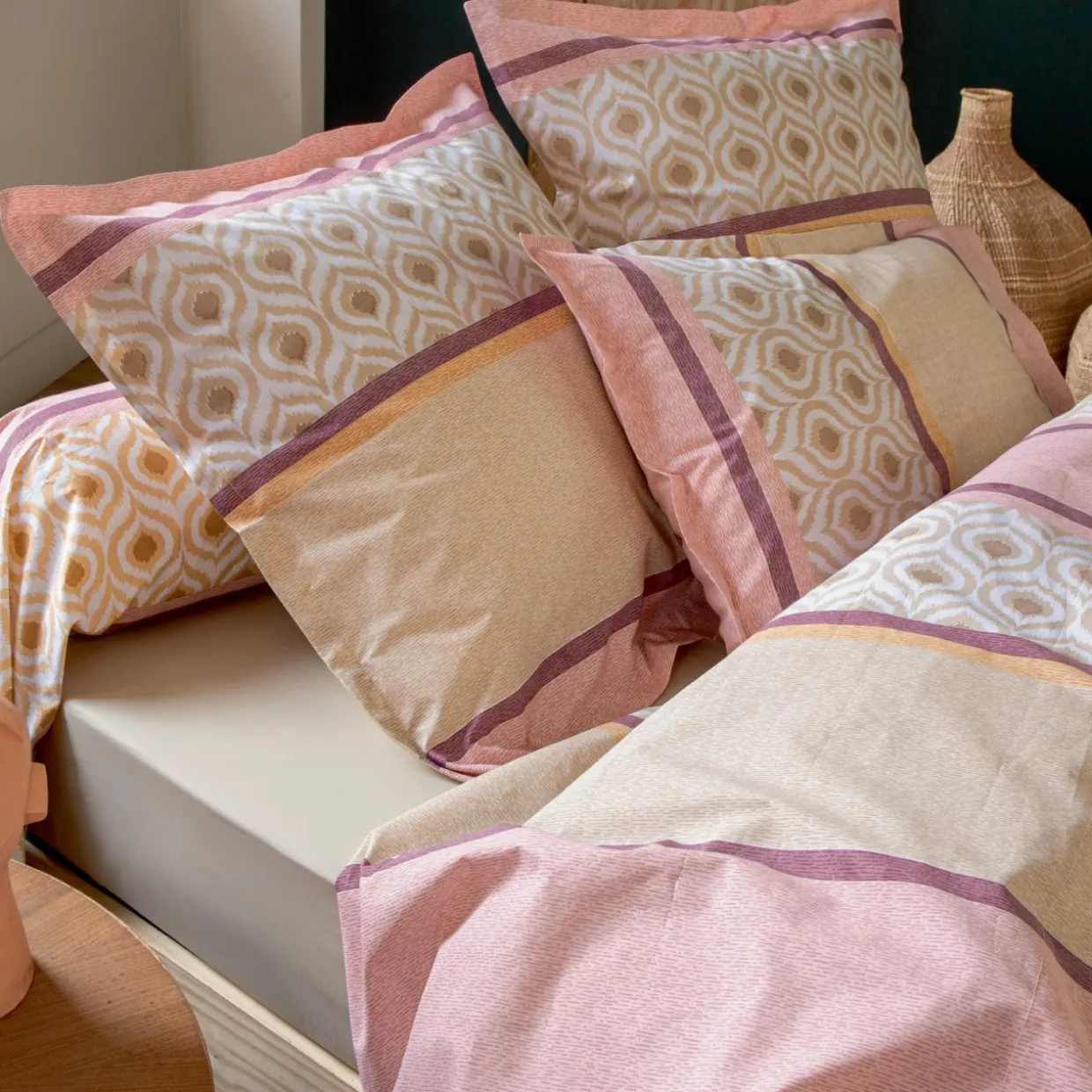 Taie d'oreiller rectangulaire coton (50 x 70 cm) Inouk Rose