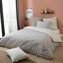 Taie d'oreiller rectangulaire percale de coton (50 x 70 cm) Max Grise