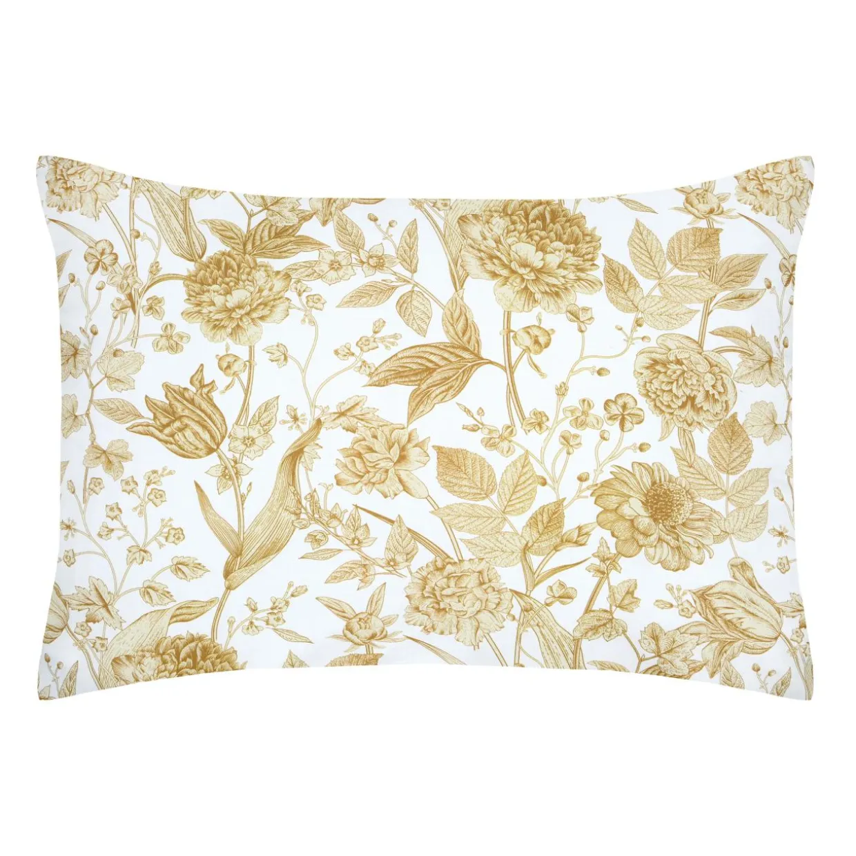 Taie d'oreiller rectangulaire percale de coton (50 x 70 cm) Jacinthe Jaune moutarde