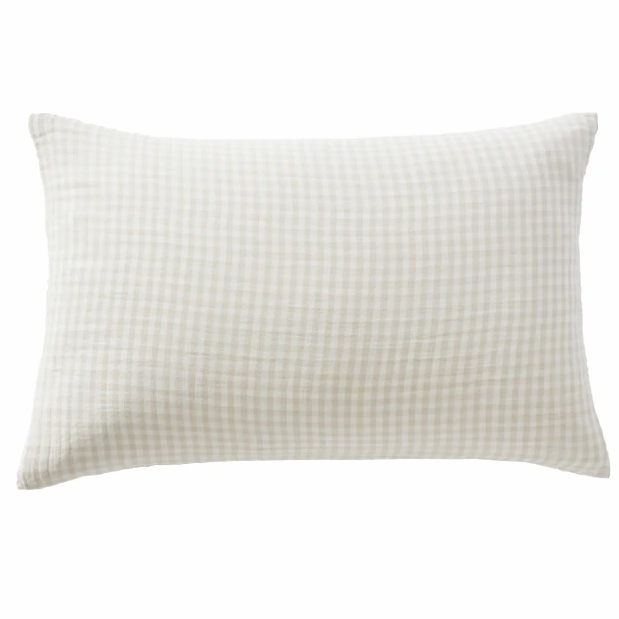 Taie d'oreiller Rectangulaire gaze de coton (50 x 80 cm) Gaïa Vichy Beige