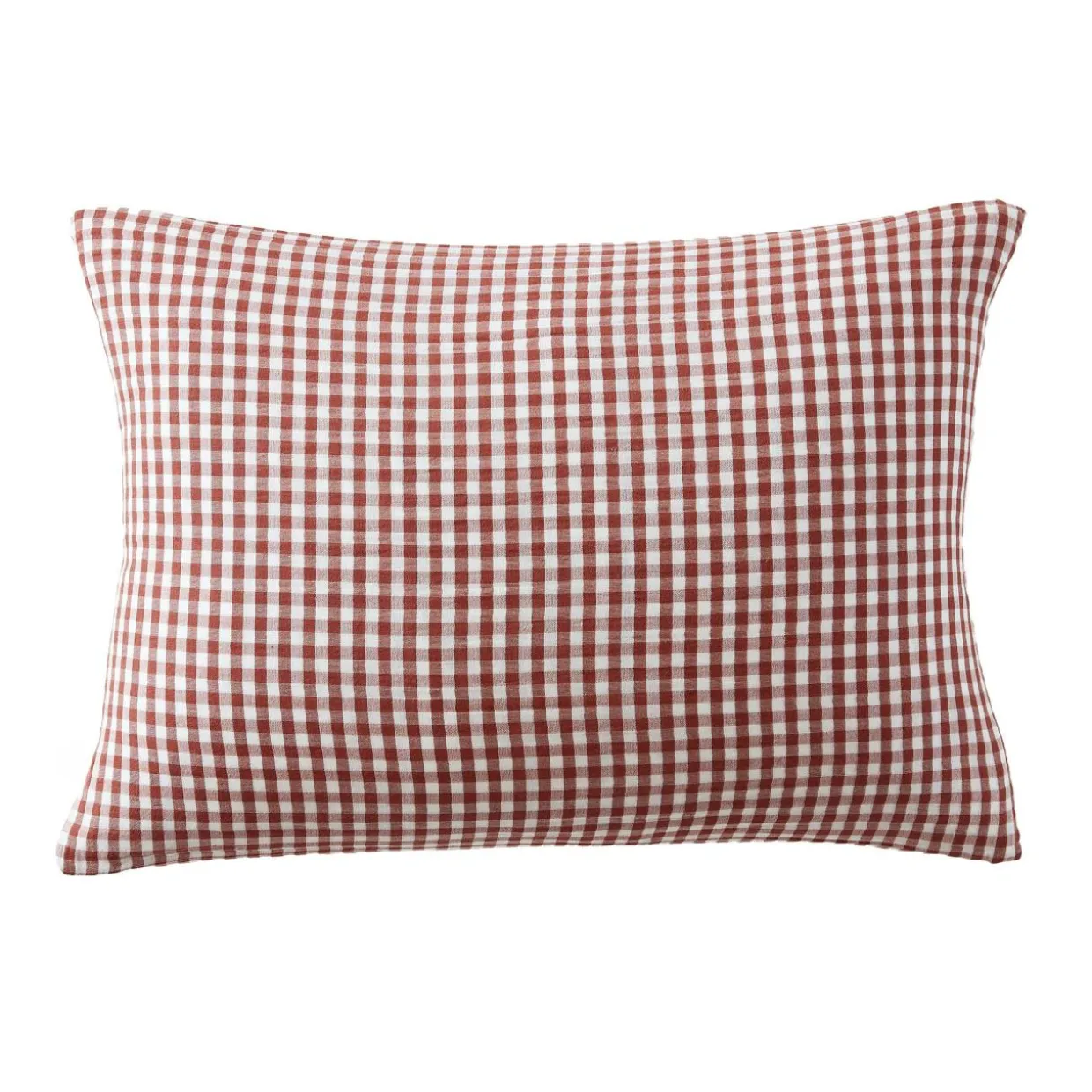 Taie d'oreiller rectangulaire gaze de coton (50 x 80 cm) Gaïa Vichy Terracotta