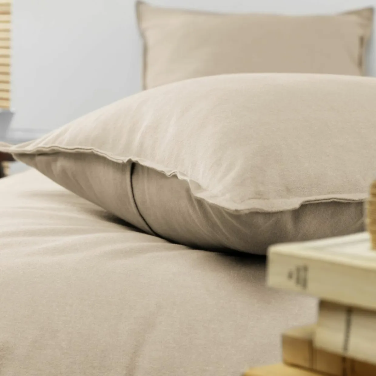 Taie d'oreiller rectangulaire flanelle de coton (50 x 70 cm) Nina Beige