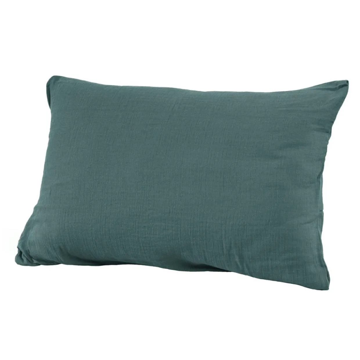 Taie d'oreiller rectangulaire gaze de coton (50 x 70 cm) Gaïa Bleu canard