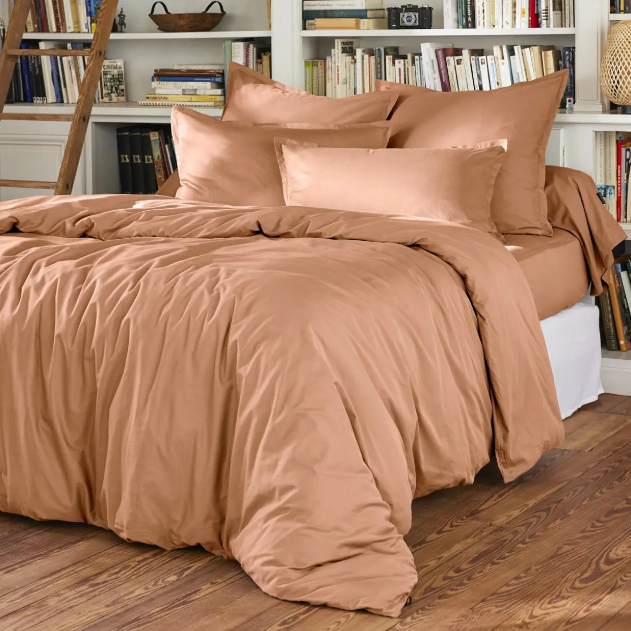 Taie d'oreiller rectangulaire percale de coton (50 x 70 cm) Cali Rose pêche