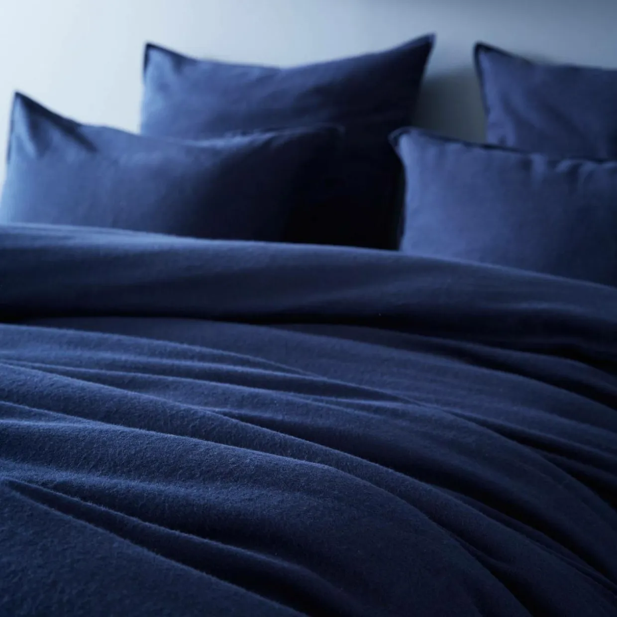 Taie d'oreiller rectangulaire flanelle de coton (50 x 70 cm) Nina Bleu nuit