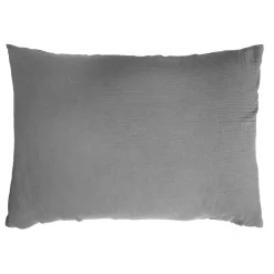 Taie d'oreiller rectangulaire gaze de coton (50 x 70 cm) Gaïa Gris granit