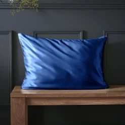 Taie d'oreiller rectangulaire soie de mûrier (50 x 70 cm) Mizuki Bleu marine