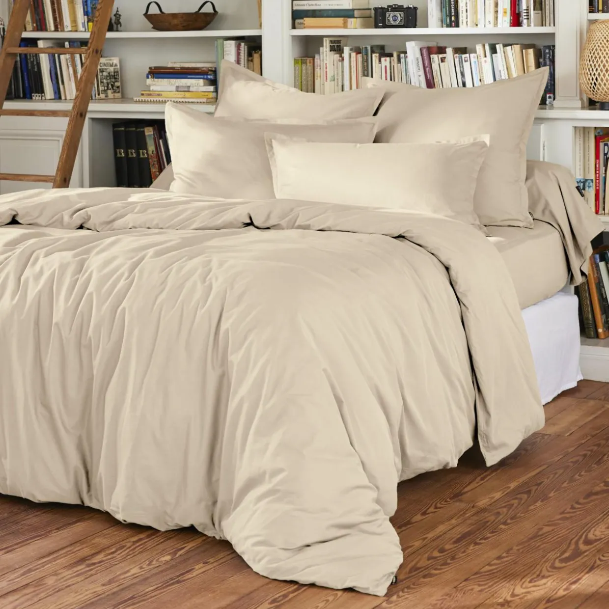 Taie d'oreiller rectangulaire percale de coton (50 x 80 cm) Cali Beige