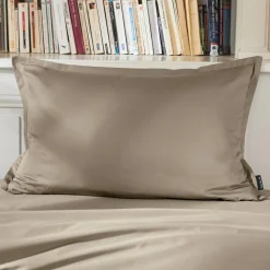 Taie d'oreiller rectangulaire percale de coton (50 x 70 cm) Cali Taupe