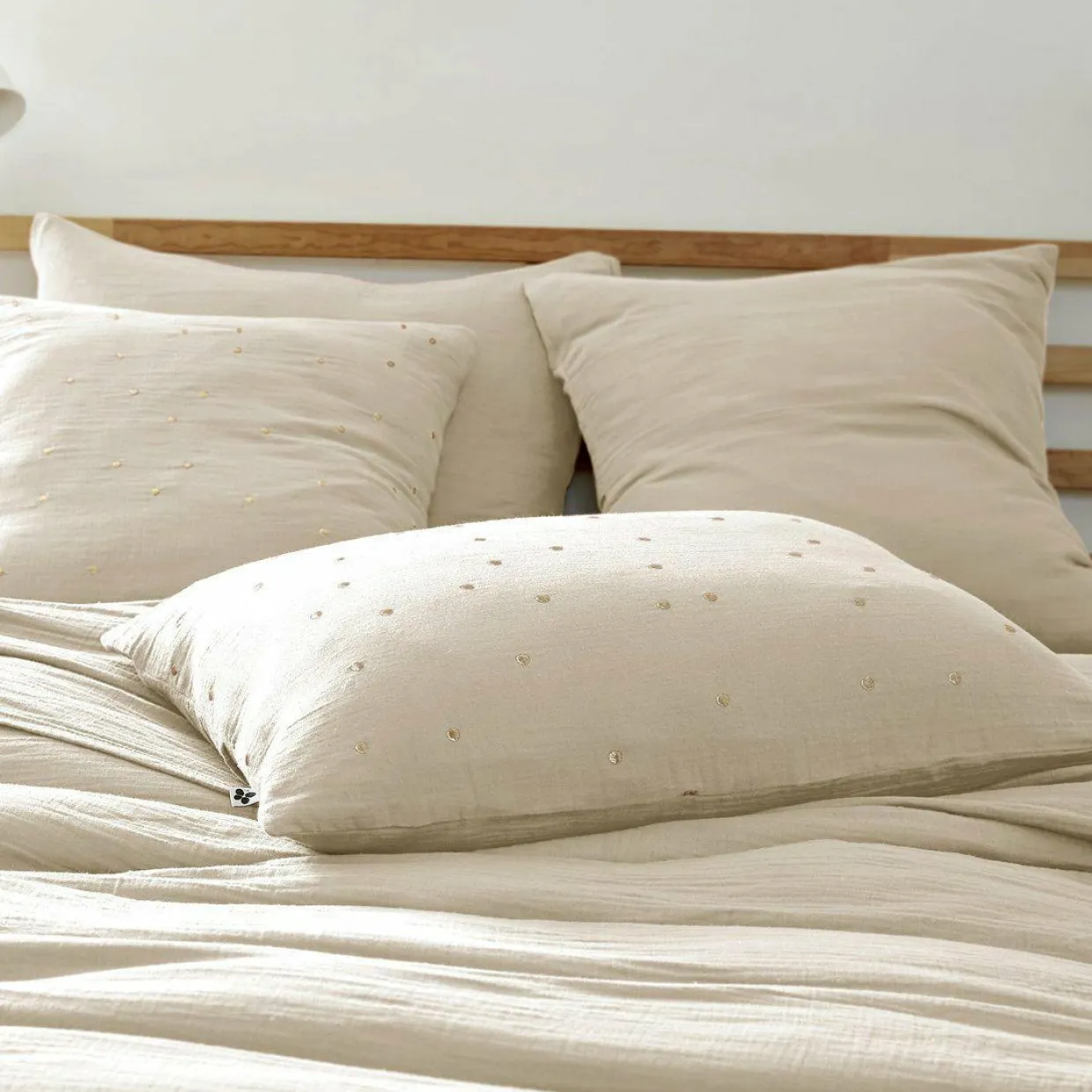 Taie d'oreiller rectangulaire gaze de coton (50 x 70 cm) Gaïa Chic Beige pampa