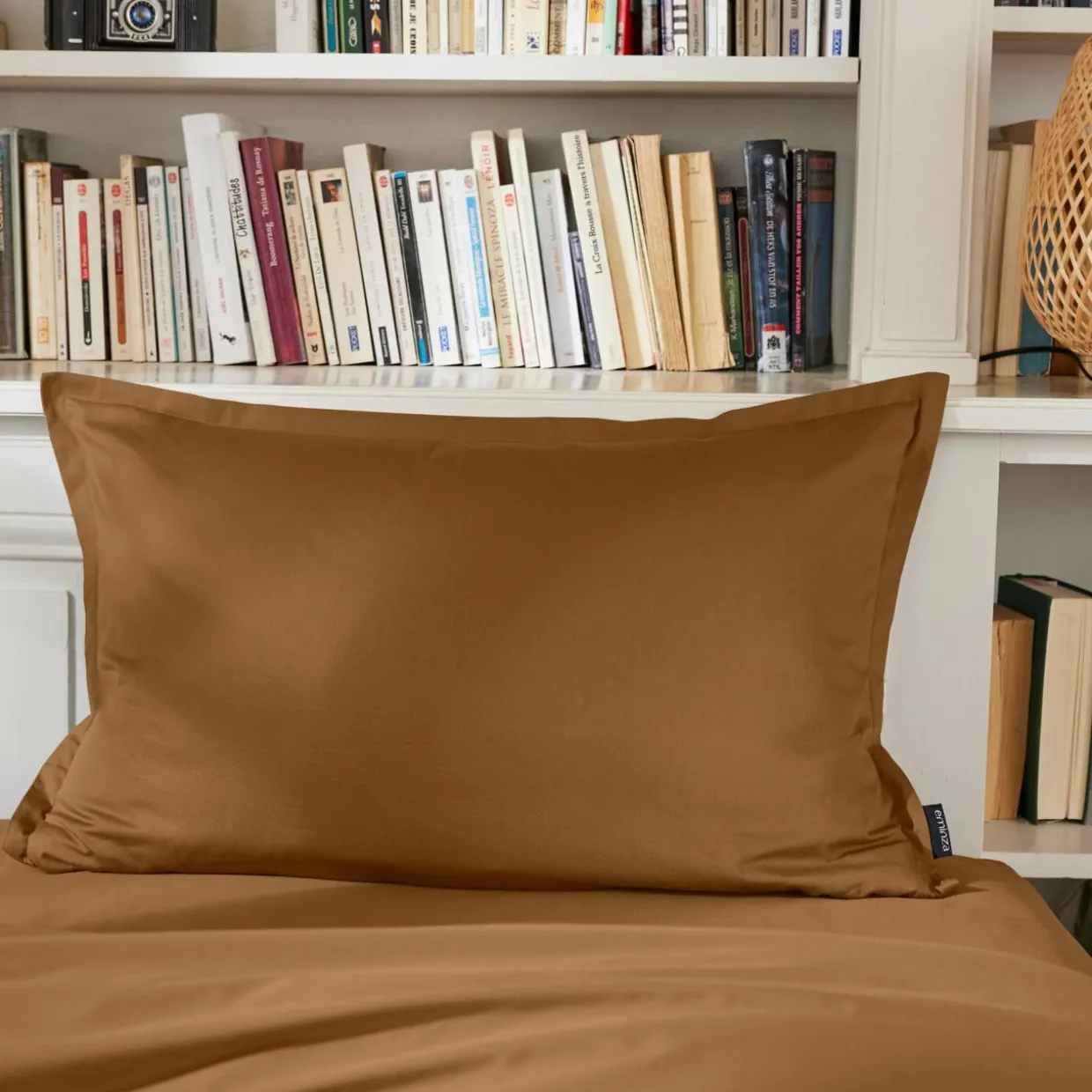 Taie d'oreiller rectangulaire percale de coton (50 x 80 cm) Cali Camel
