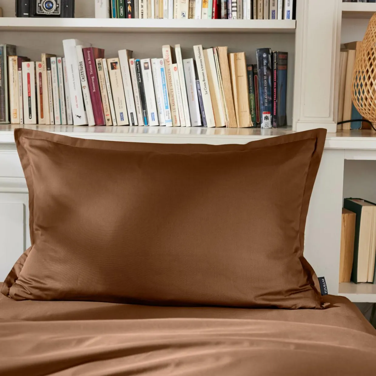 Taie d'oreiller rectangulaire percale de coton (50 x 80 cm) Cali Marron chocolat