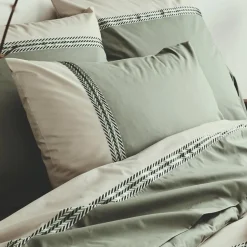 Taie d'oreiller rectangulaire percale de coton (50 x 70 cm) Noa Vert kaki