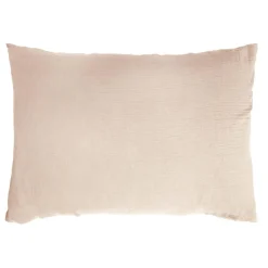 Taie d'oreiller rectangulaire gaze de coton (50 x 80 cm) Gaïa Rose poudré