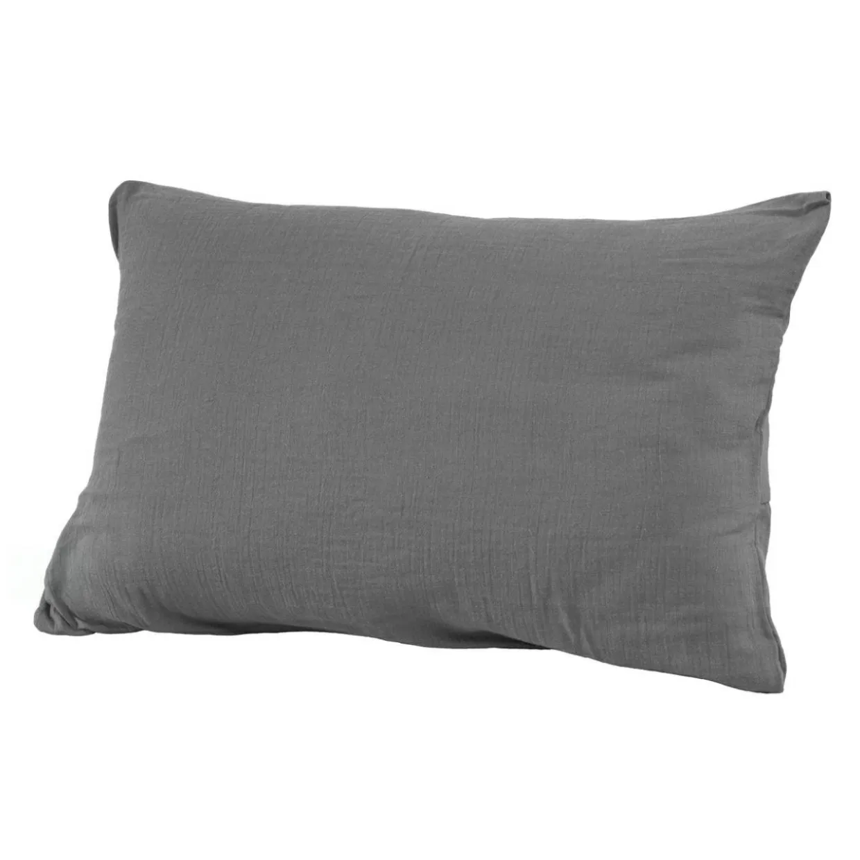 Taie d'oreiller rectangulaire gaze de coton (50 x 80 cm) Gaïa Gris granit