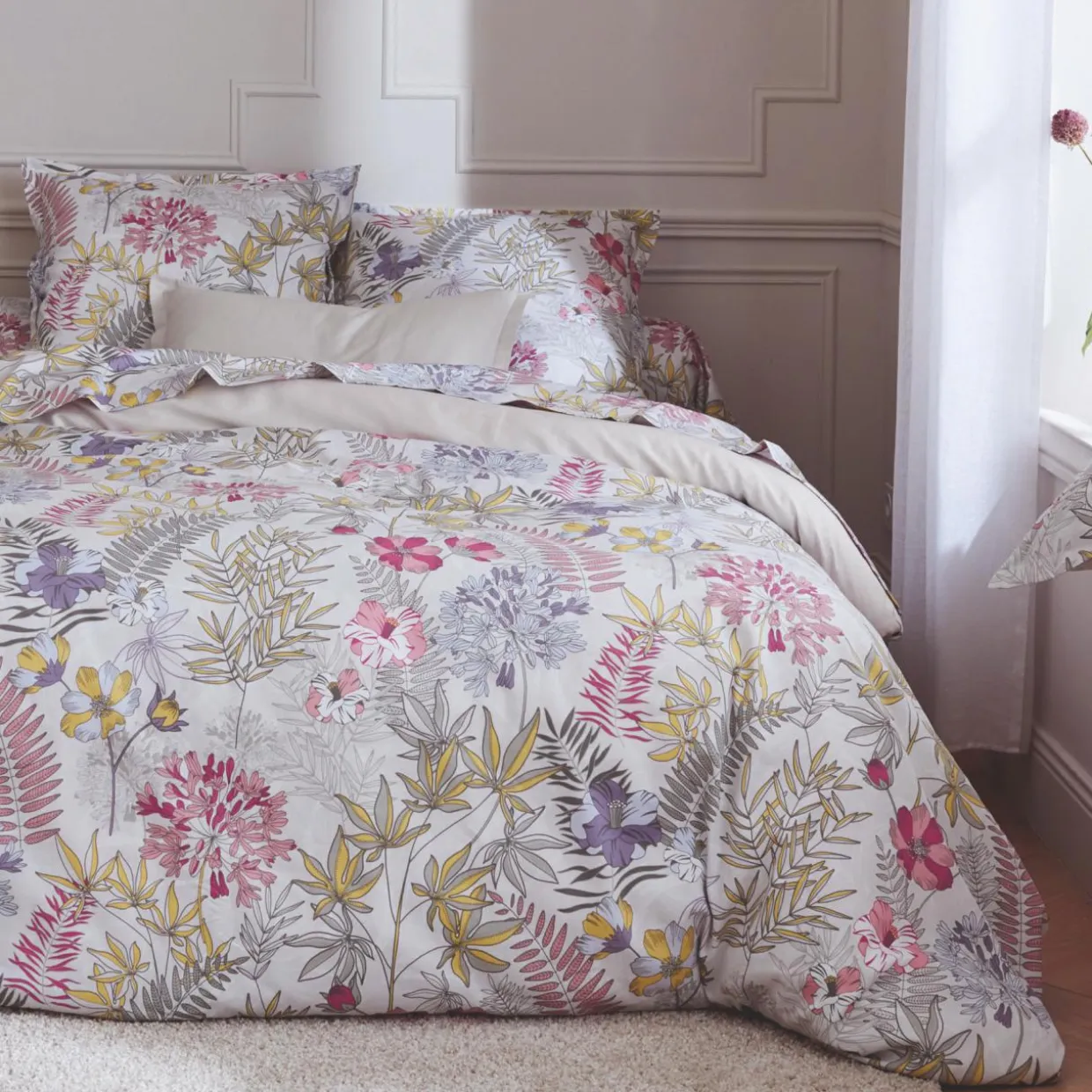 Taie d'oreiller rectangulaire satin de coton (50 x 70 cm) Anaïs Multicolore