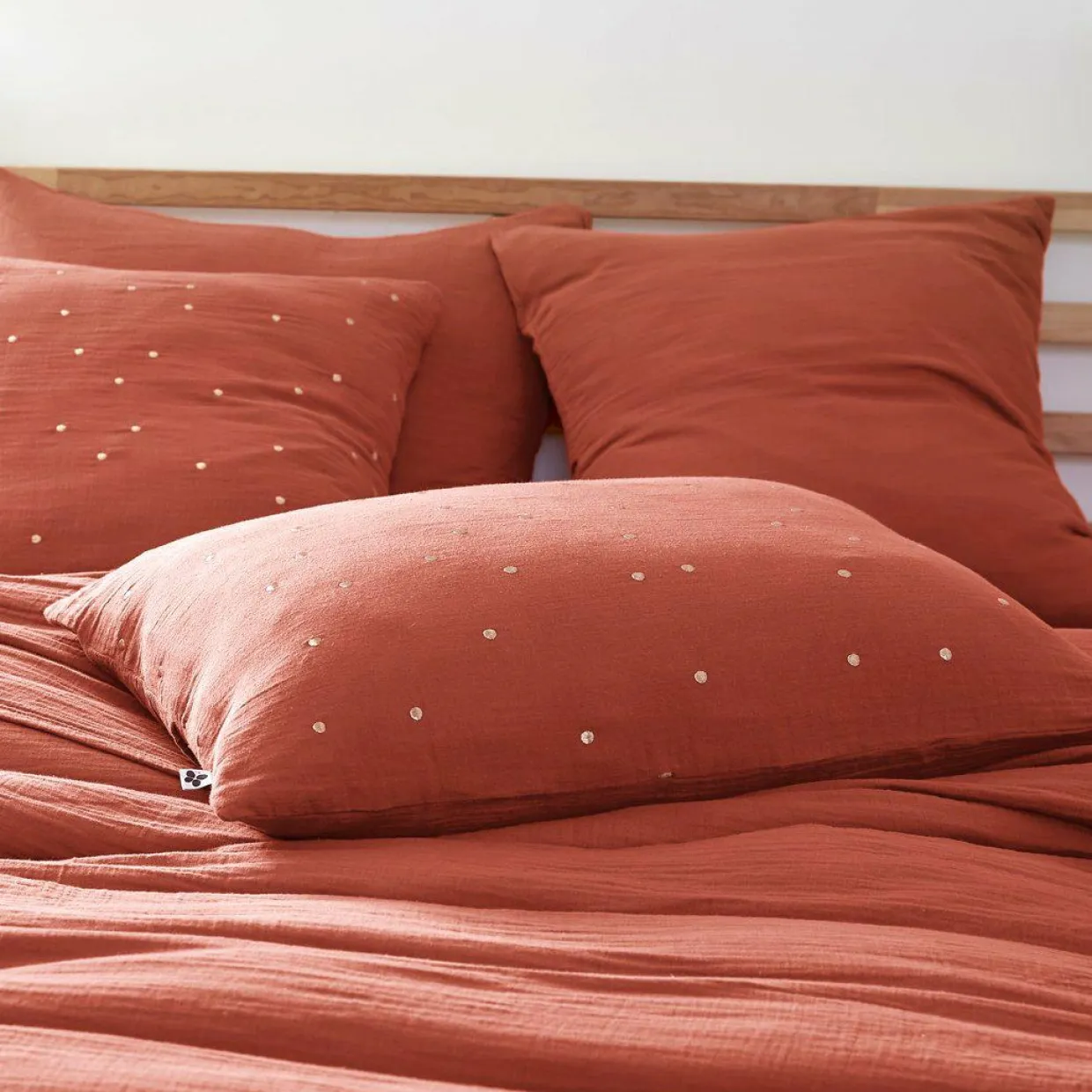 Taie d'oreiller rectangulaire gaze de coton (50 x 70 cm) Gaïa Chic Terracotta
