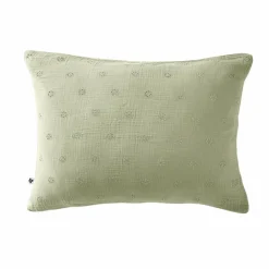 Taie d'oreiller rectangulaire gaze de coton (50 x 70 cm) Gaïa Boho Vert tilleul