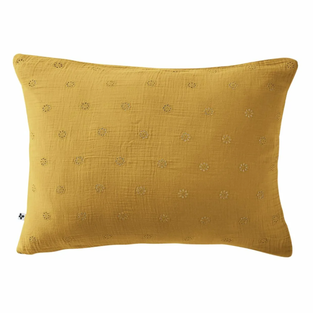 Taie d'oreiller rectangulaire gaze de coton (50 x 70 cm) Gaïa Boho Jaune safran