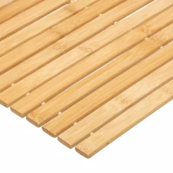 Tapis de bain caillebotis à rouler bambou (60 x 40 cm) Leo Beige