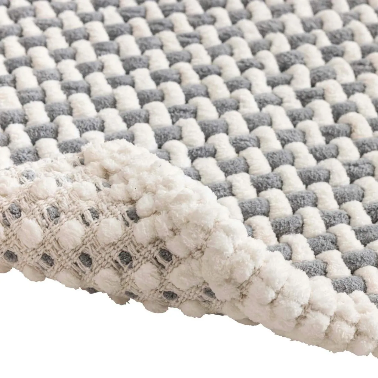Tapis de bain effet tissé en relief (50 x 80 cm) Rafael Gris