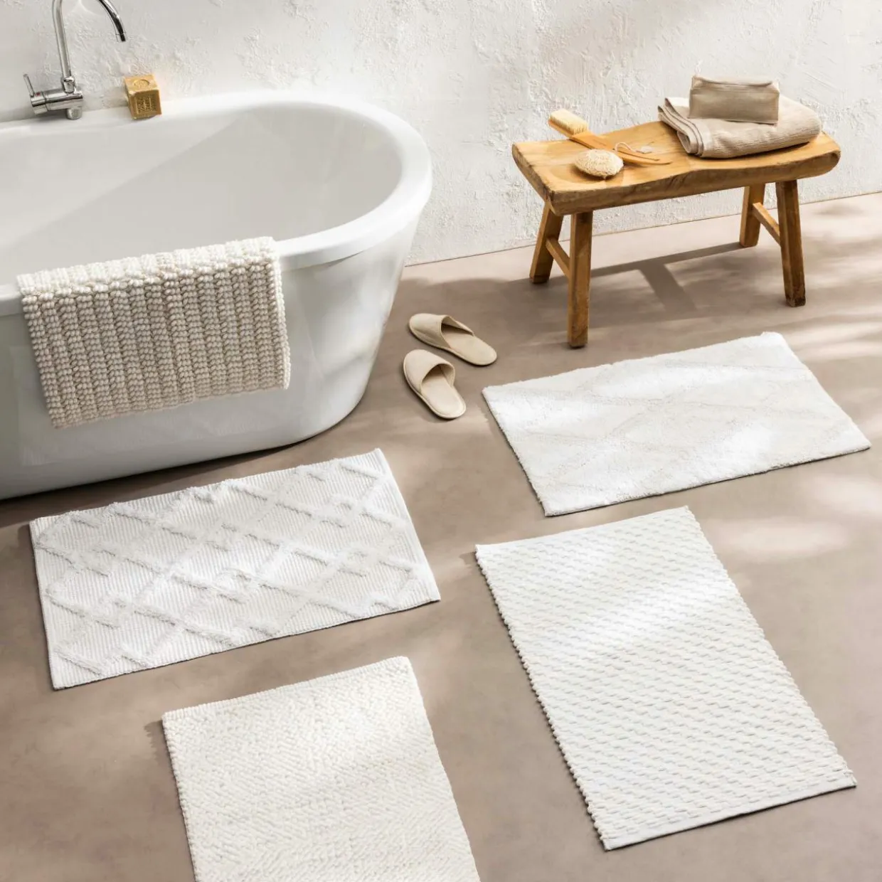Tapis de bain en coton (50 x 80 cm) Otis Beige
