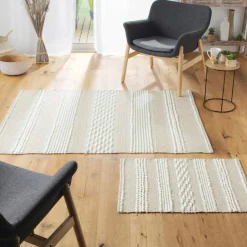 Tapis de salon coton (170 cm) Blanca Beige
