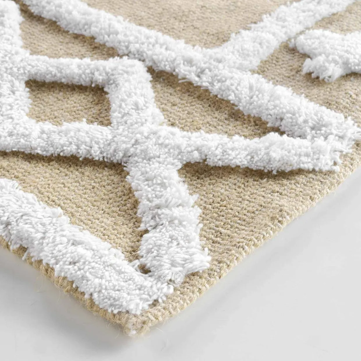 Tapis de salon jute et coton (120 x 170 cm) Medine Beige