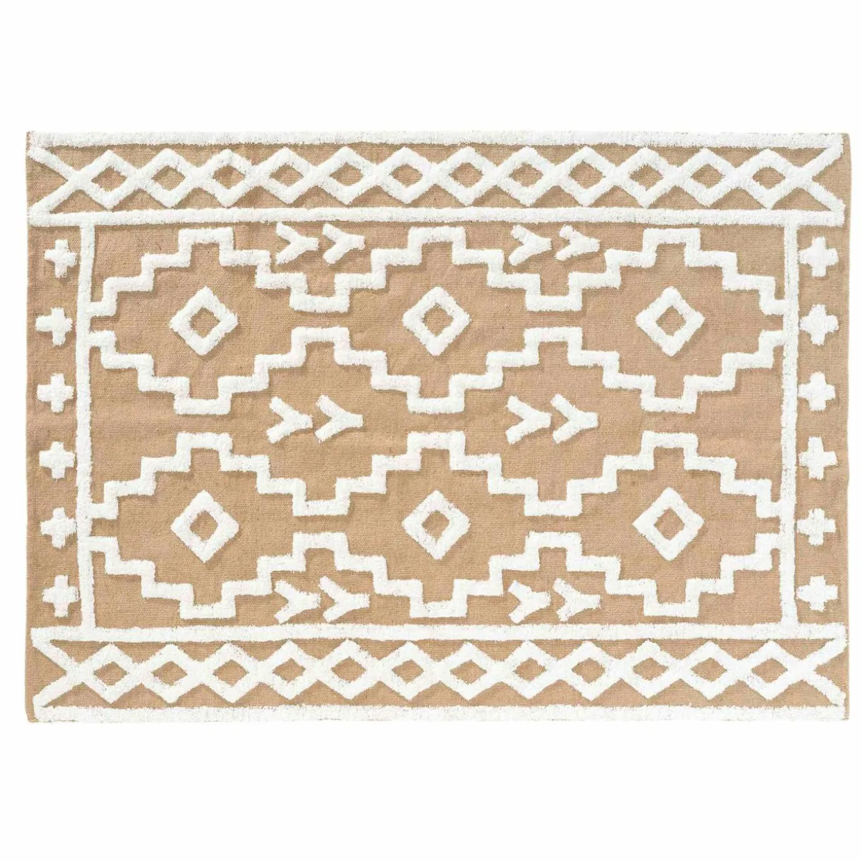 Tapis de salon jute et coton (120 x 170 cm) Medine Beige