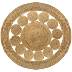 Tapis de salon jute rond (120 cm) Vent Beige naturel