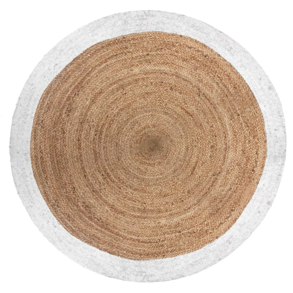 Tapis de salon jute rond (D120 cm) Bord Blanc