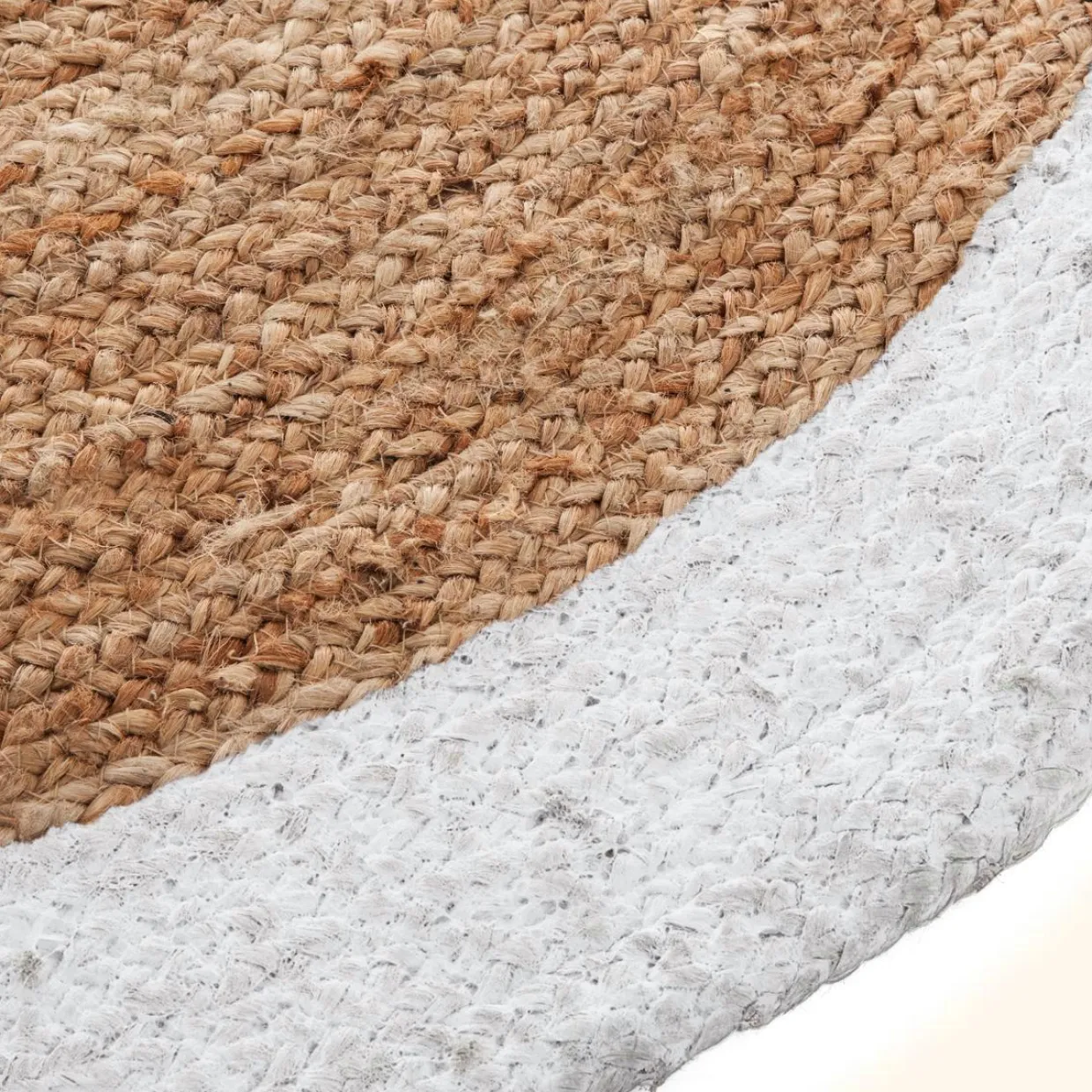 Tapis de salon jute rond (D120 cm) Bord Blanc