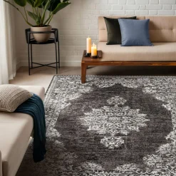 Tapis de salon rectangulaire jacquard (140 x 200 cm) Sana Gris