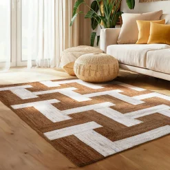 Tapis de salon rectangulaire jute tissée main (160 x 230 cm) Anjali Marron