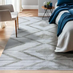 Tapis de salon rectangulaire matière recyclée tuftée (160 x 230 cm) Kaito Ivoire
