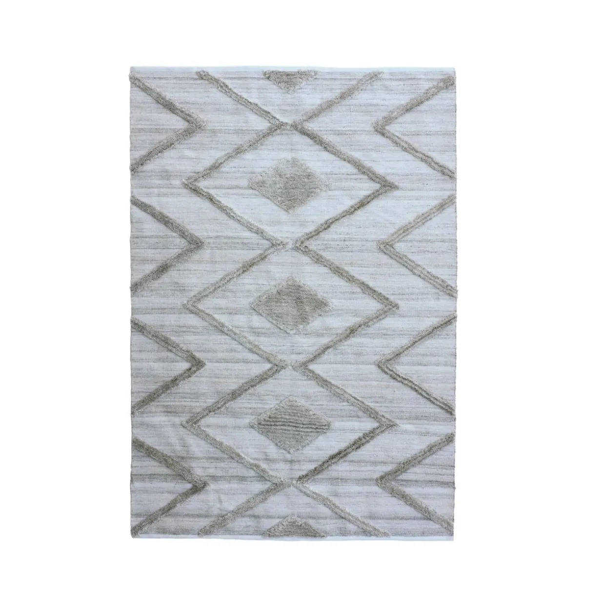 Tapis de salon rectangulaire matière recyclée tuftée (160 x 230 cm) Kaito Ivoire