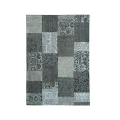 Tapis de salon rectangulaire jacquard (140 x 200 cm) Rishi Noir et gris
