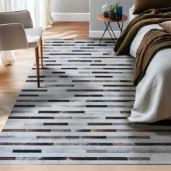 Tapis de salon rectangulaire laine jacquard (140 x 200 cm) Sanjay Gris